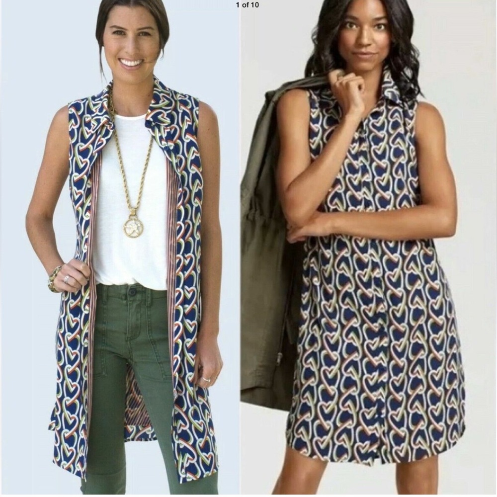 Cabi Heart Chain Print‎ Amour Sleeveless Shirt Dress